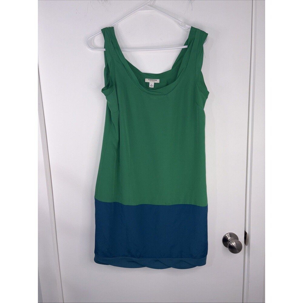 THAKOON for TARGET Sleeveless Green Blue Chiffon Colorblock Shift Dress Size S